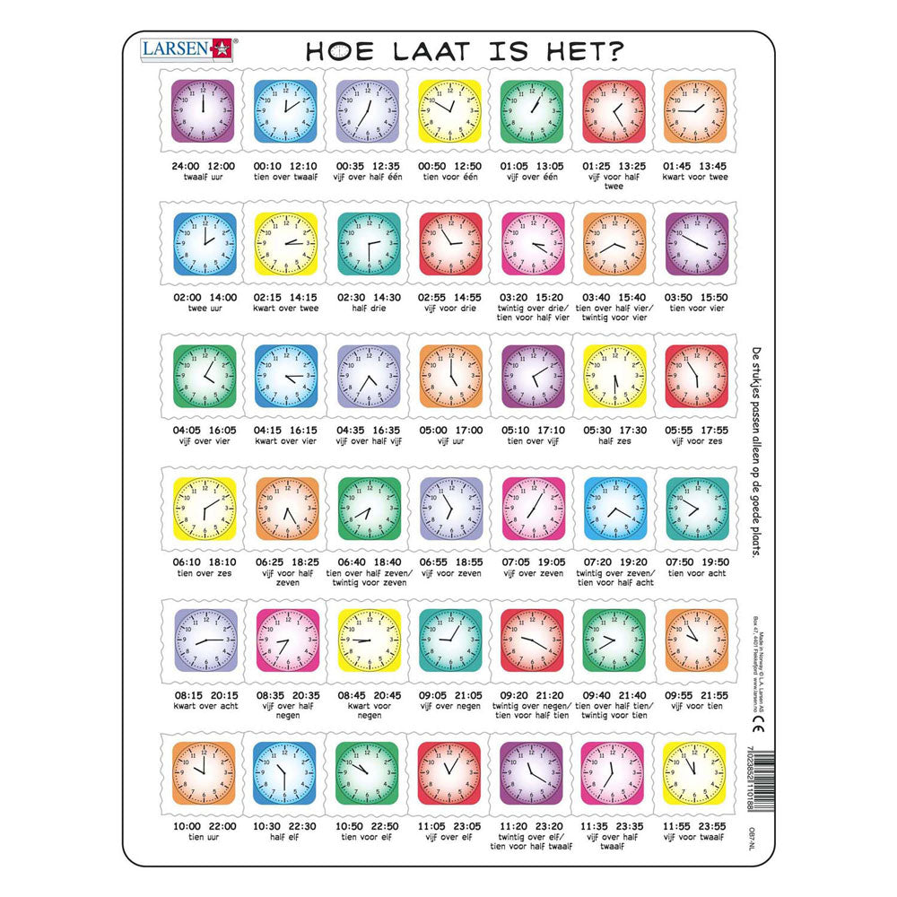 Selecta larsen jigsaw puzzle learning to tell time - what time is it, 42 pcs.
