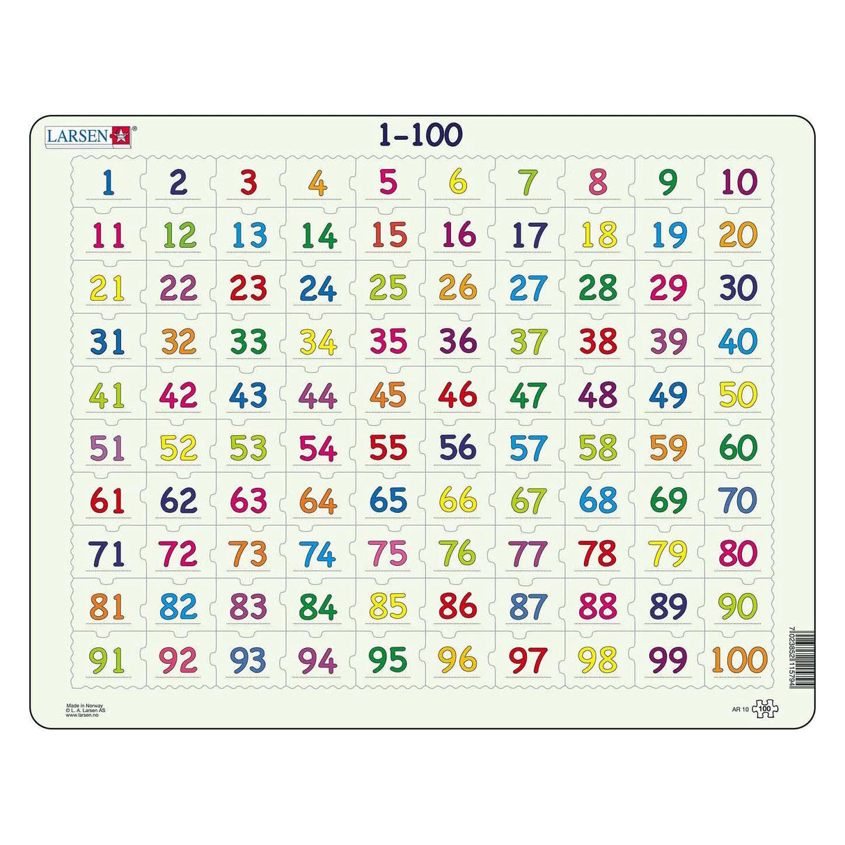Larsen legpuzzel leren rekenen getallen 1-100, 100st.