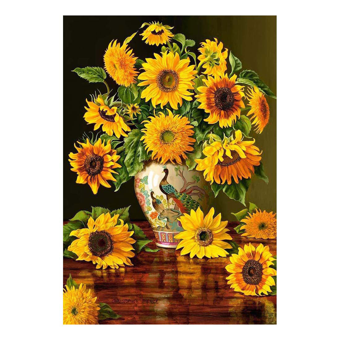 Selecta castorland legpuzzel sunflowers in a peacock vase, 1000st.