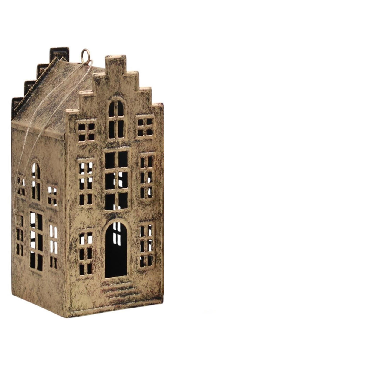 Mansion atmosphere decohanger huis antiek goud 6x6x14,5cm
