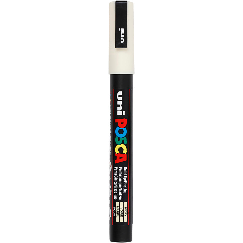 Uni-posca posca marker, afm pc-3m, lijndikte 0,9-1,3 mm, fijn, ivoor, 1 stuk