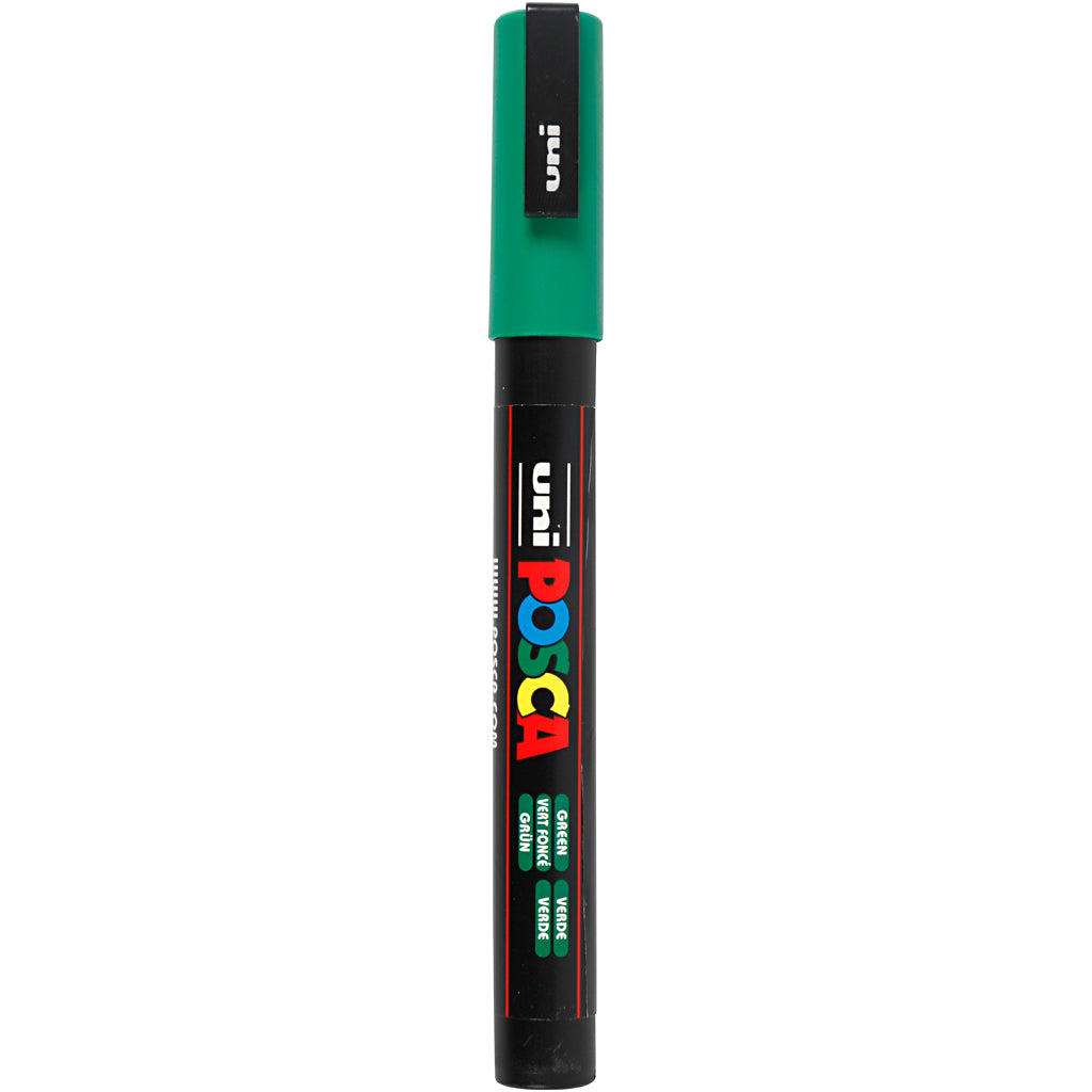 Uni-posca posca marker, afm pc-3m, lijndikte 0,9-1,3 mm, fijn, groen, 1 stuk