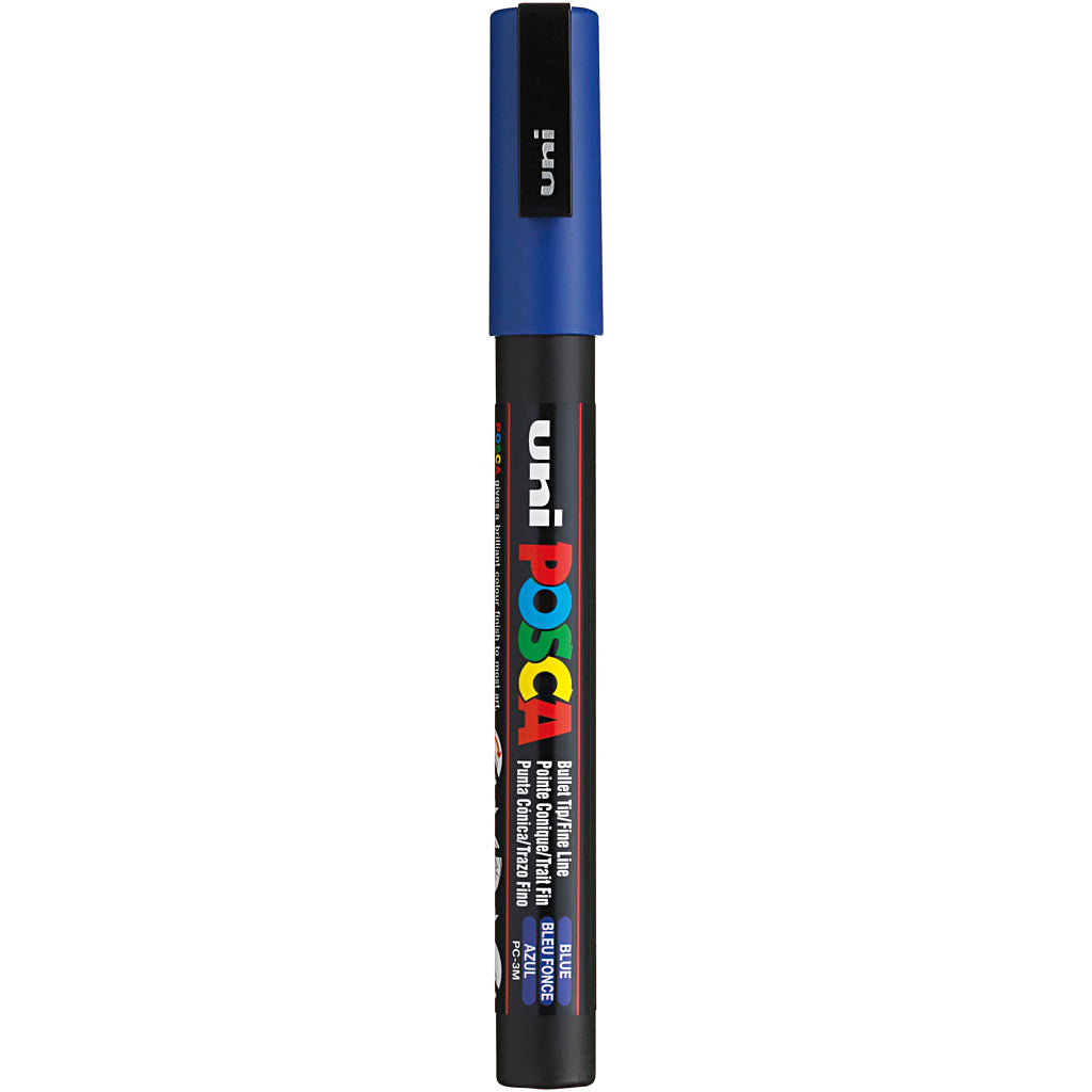 Uni-posca posca marker, afm pc-3m, lijndikte 0,9-1,3 mm, fijn, blauw, 1 stuk