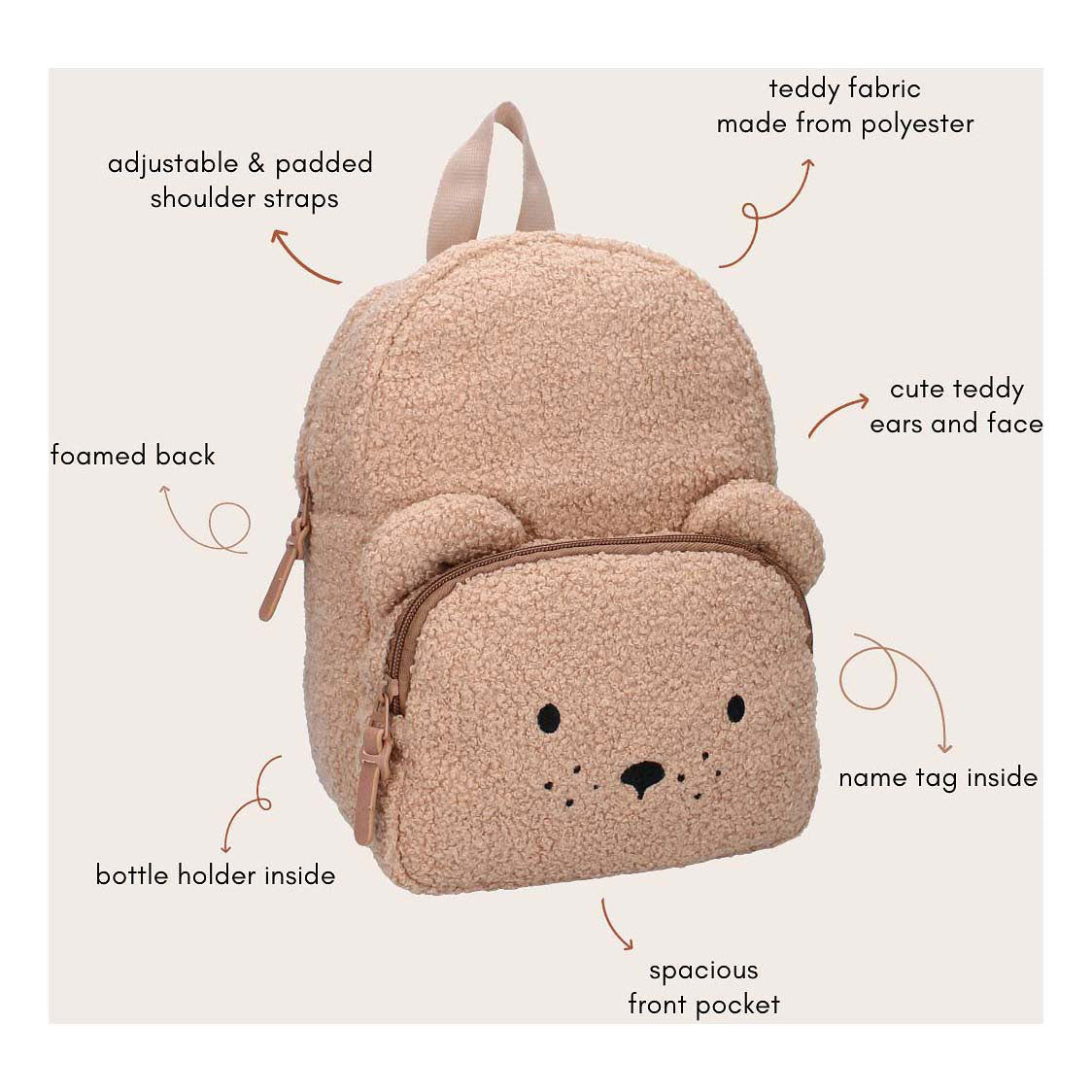 Kidzoom Rucksack Pisa Komfort Frënn Teddybeer