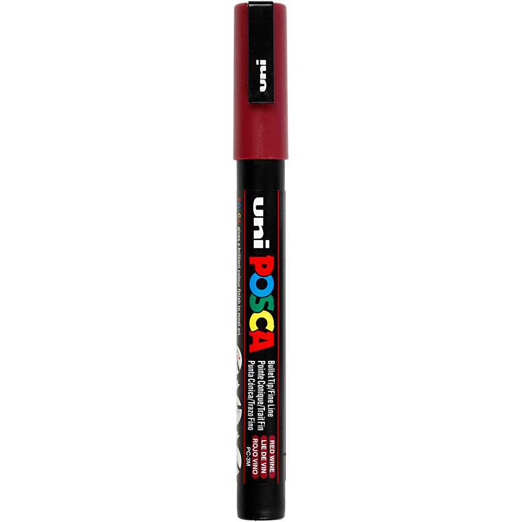 Uni-posca posca marker, afm pc-3m, lijndikte 0,9-1,3 mm, fijn, red wine, 1 stuk