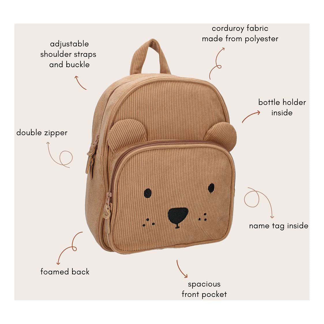 Раница Kidzroom porto beary excited brown