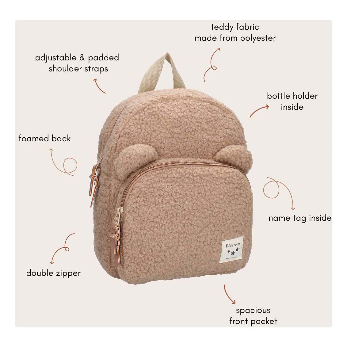 Kidzromroch Porto Beary opgereegt Schoolbag Junior 6,5 Liter Biger