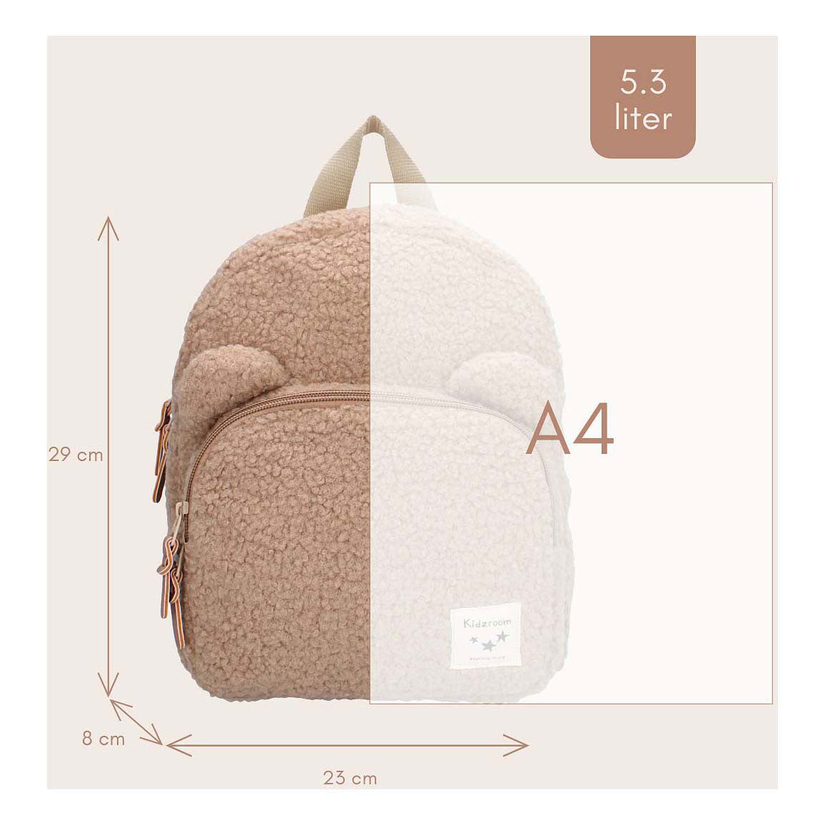 Kidzromroch Porto Beary opgereegt Schoolbag Junior 6,5 Liter Biger
