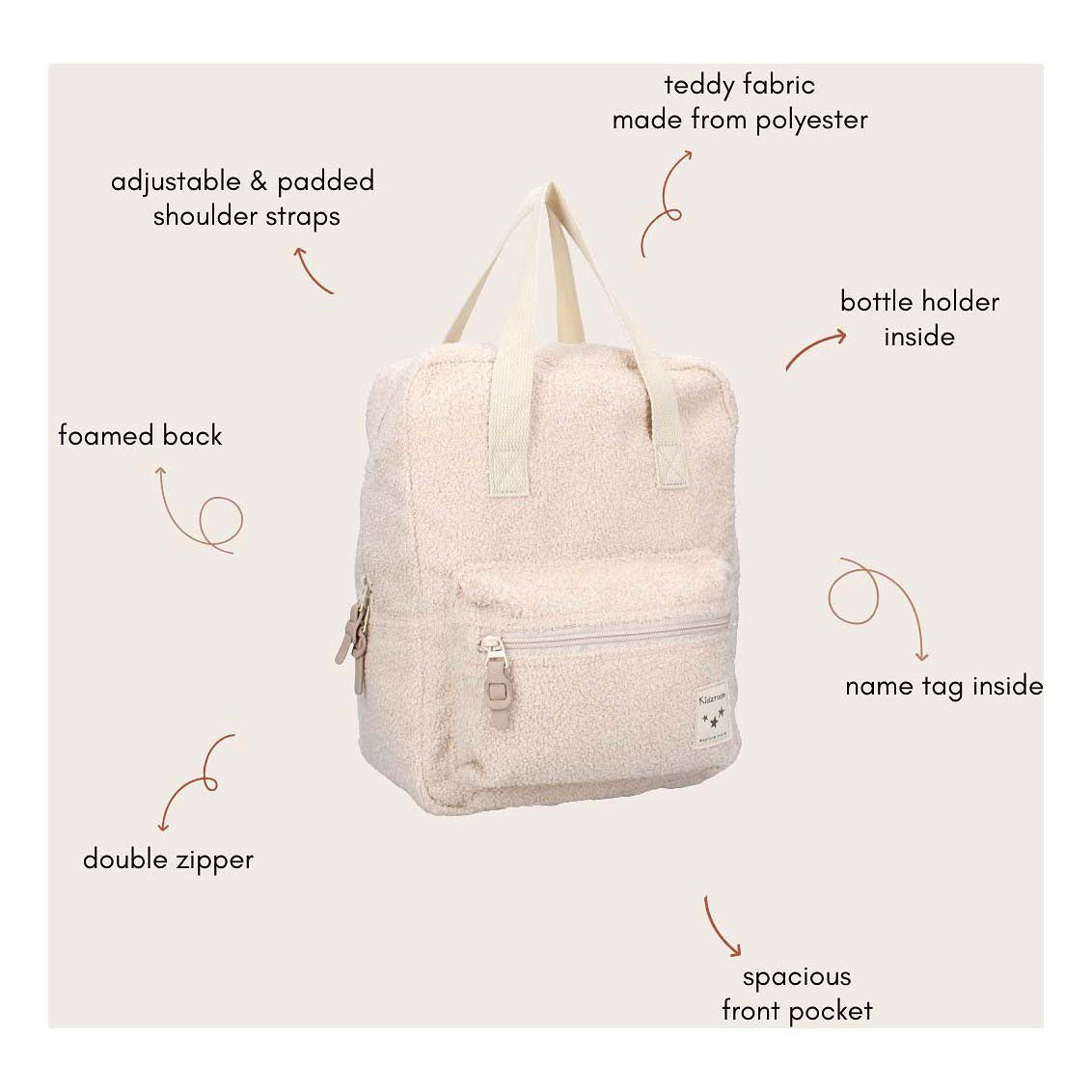 Kidzroom sac à dos berlin chuchotement doux beige