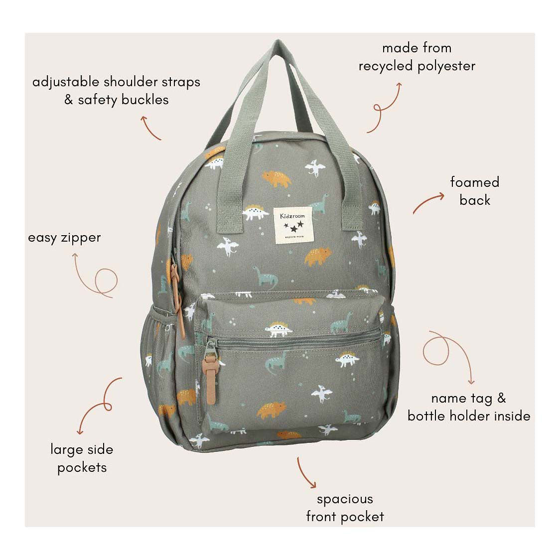 Kidzoom sac à dos lille petit talon dino