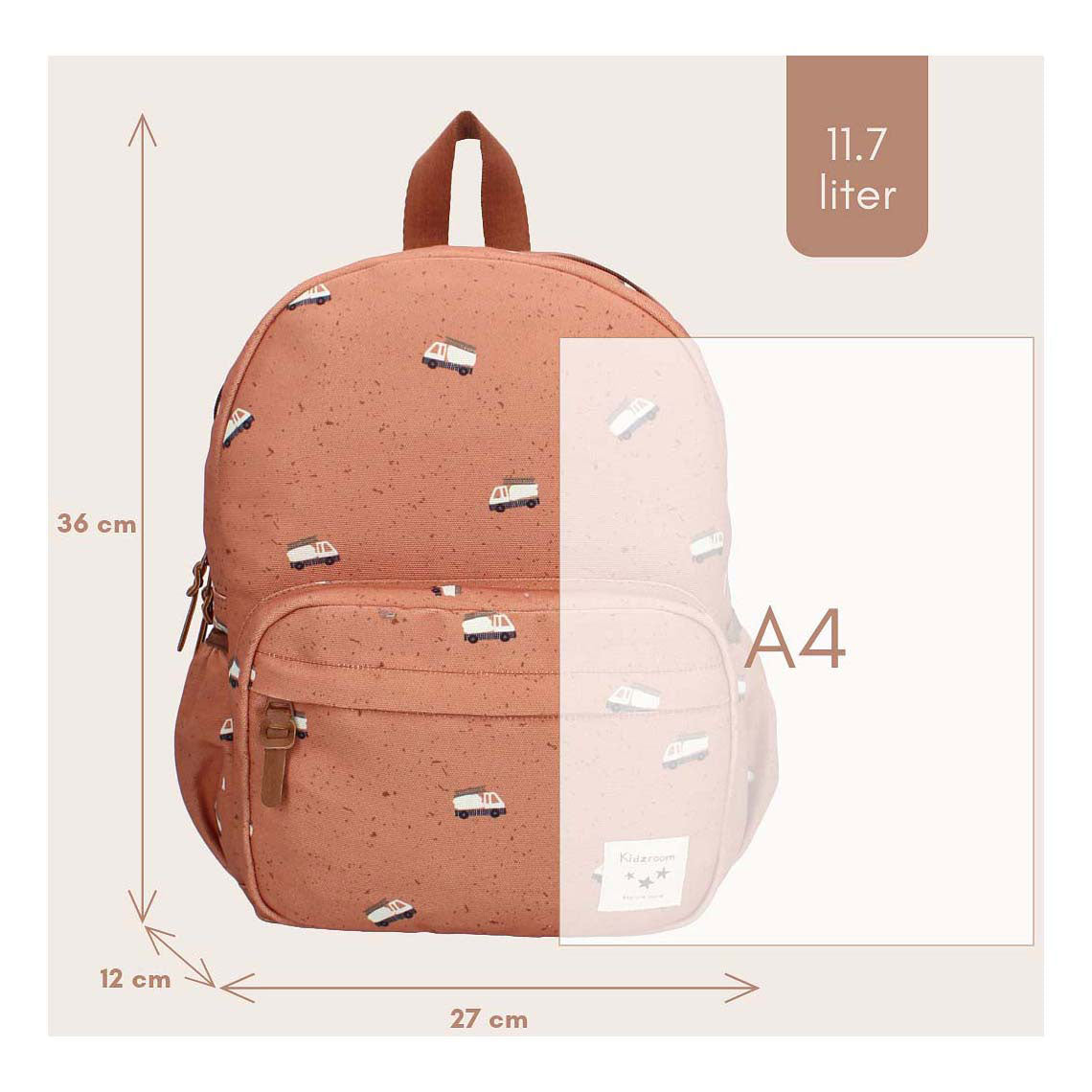 Kidzroom backpack turin enchanted memories brown fire truck
