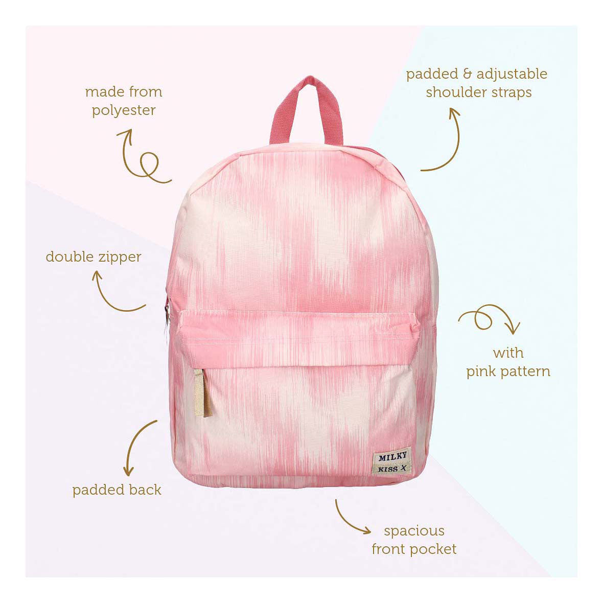 Milky kiss backpack bold style pink