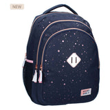 Plecak Milky Kiss Divine Days w kolorze granatowym w różowe kropki, 3 przegródki