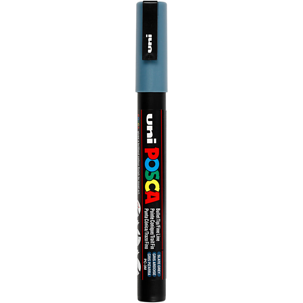 Uni-posca posca marker, afm pc-3m, lijndikte 0,9-1,3 mm, fijn, slate grey, 1 stuk