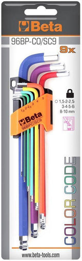 Beta stift nøgler sætter 9-delt Allen Right Hight Long