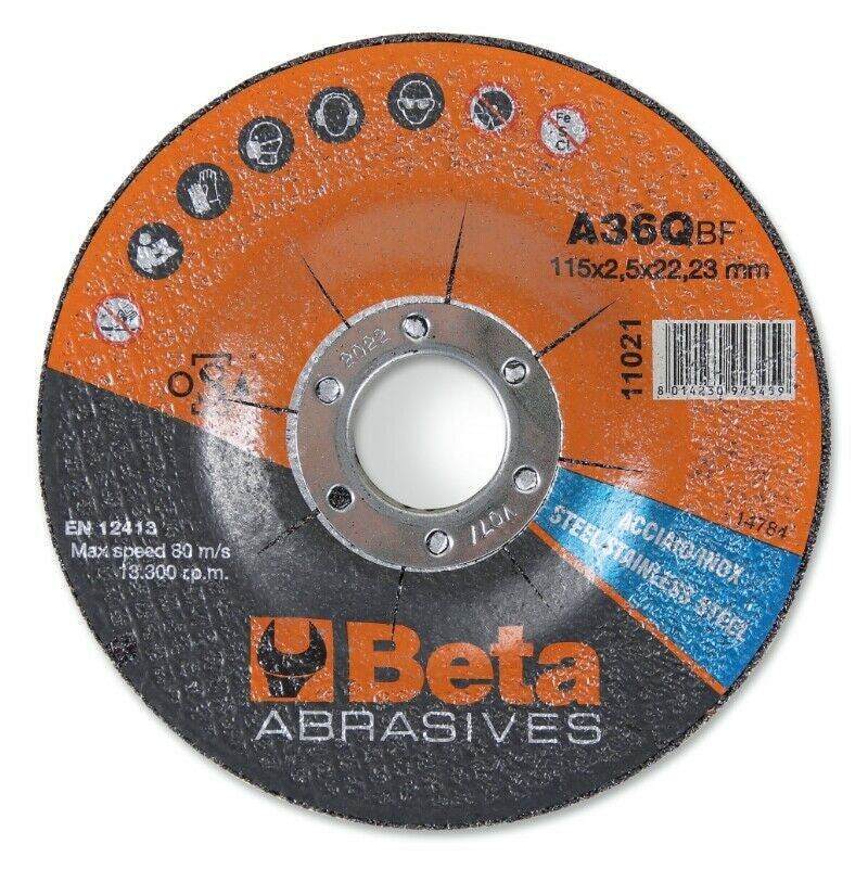 Beta cutting discs Tools Ø125 mm for stainless steel with continued center (10 pieces)