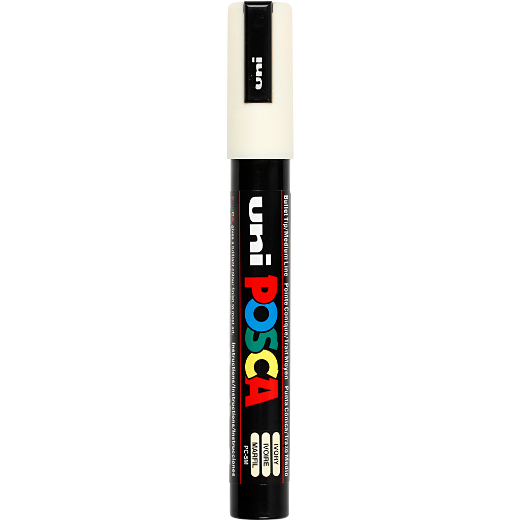 Uni-posca posca marker, afm pc-5m, lijndikte 2,5 mm, medium, ivoor, 1 stuk