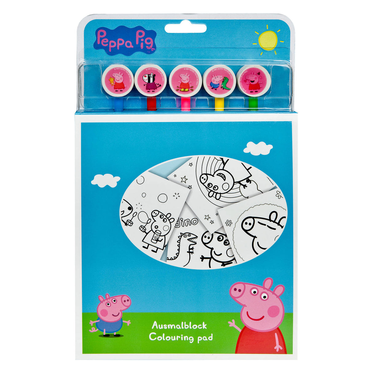 Undercover Color Block Peppa Pig with 5 colored pencils