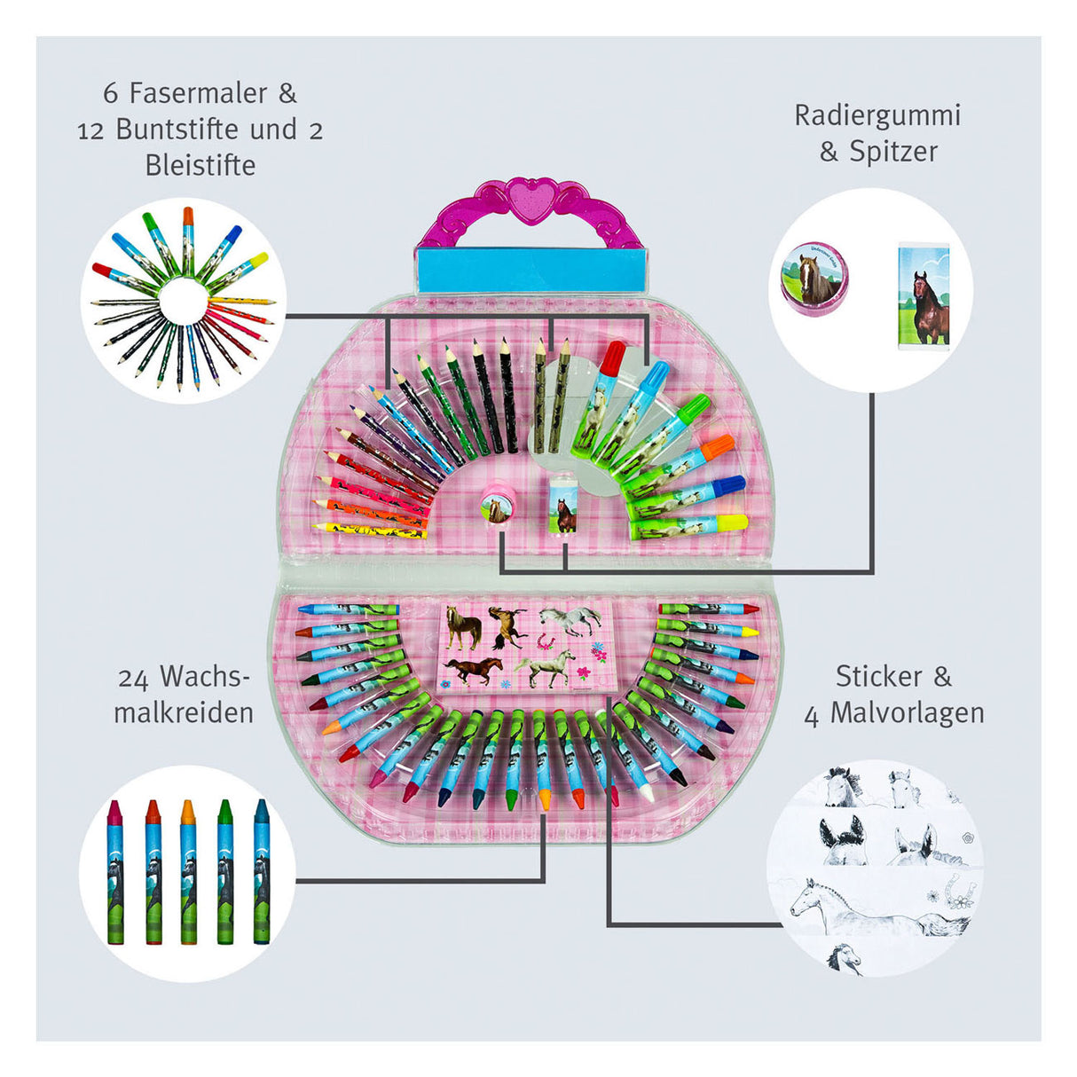 Undercover spalvos lagaminas arkliukai, 51 vnt.