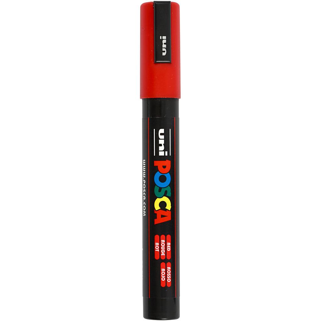 Uni-posca posca marker, afm pc-5m, lijndikte 2,5 mm, medium, rood, 1 stuk