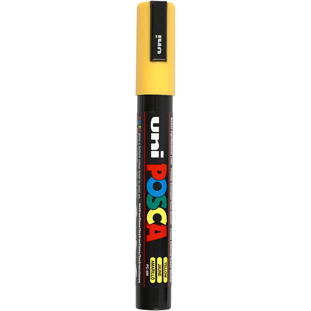 Uni-posca posca marker, afm pc-5m, lijndikte 2,5 mm, medium, geel, 1 stuk