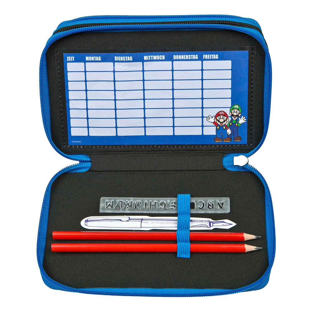 Skrytě plněný penál super mario 3 přihrádky