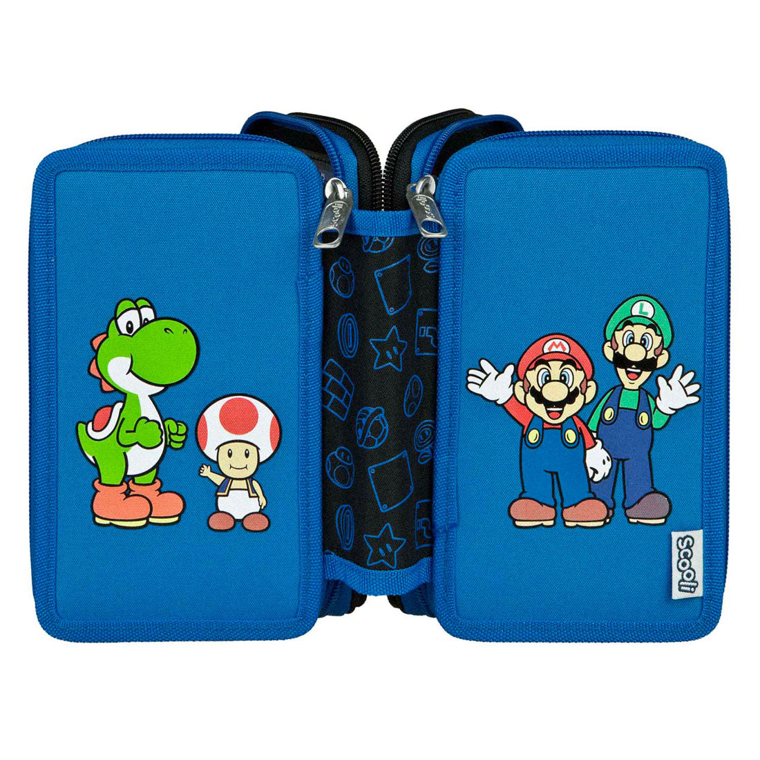 Skrytě plněný penál super mario 3 přihrádky