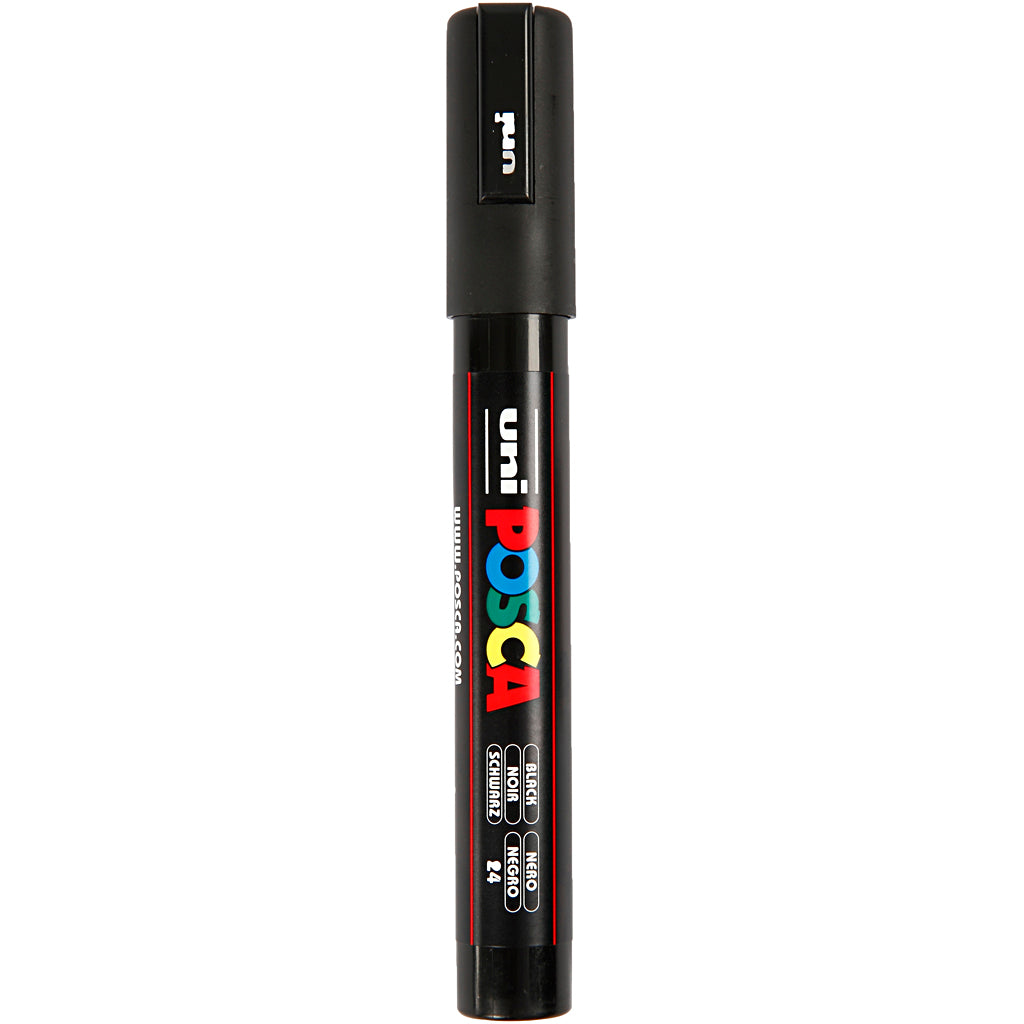 Uni-posca posca marker, afm pc-5m, lijndikte 2,5 mm, medium, zwart, 1 stuk