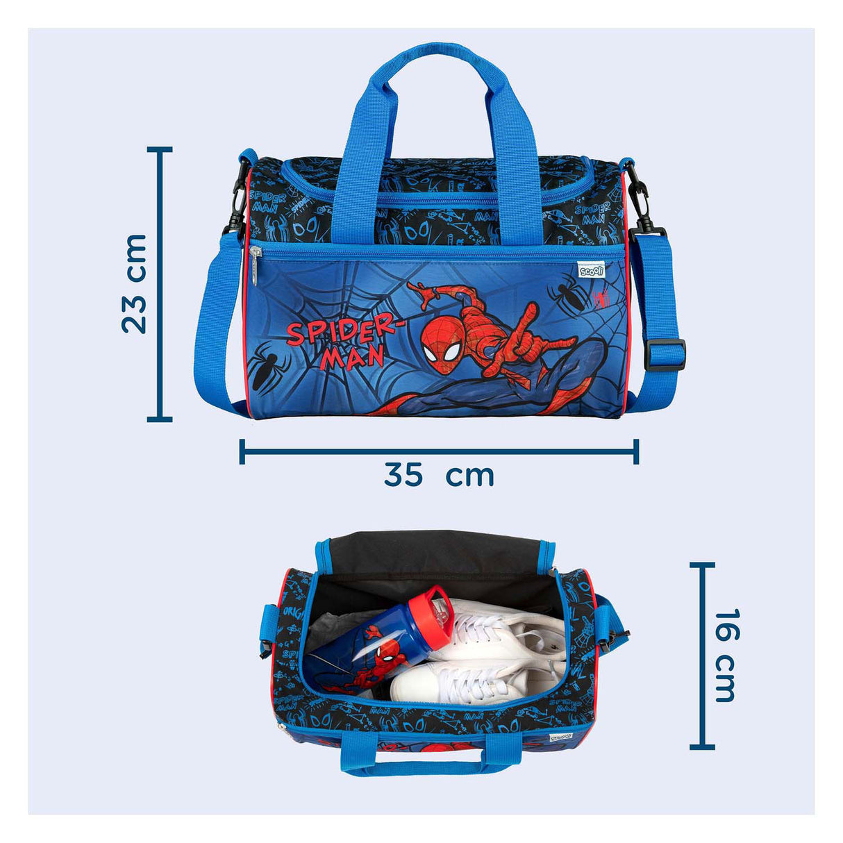 Bolsa esportiva disfarçada do Homem-Aranha