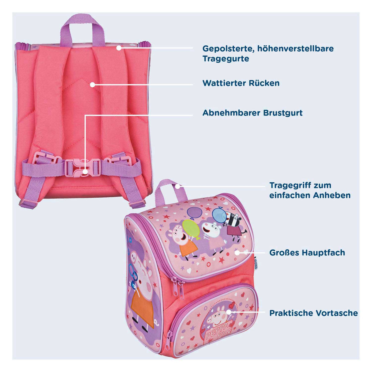 Mochila disfarçada rosa - Peppa Pig