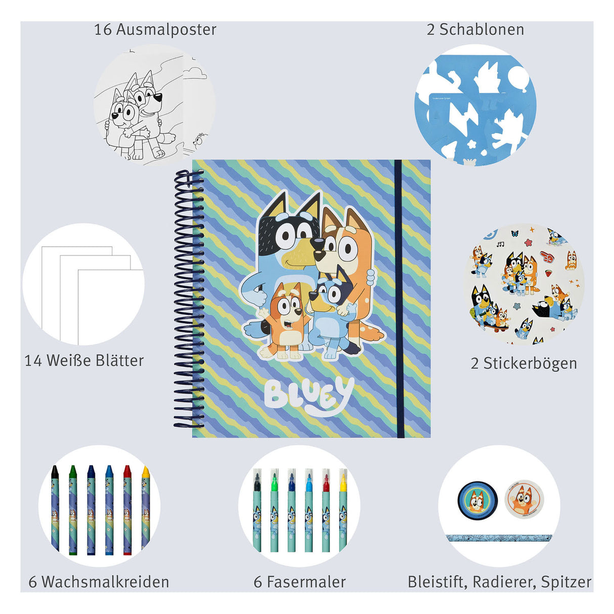 Undercover stencil en kleurset bluey - 49dlg.