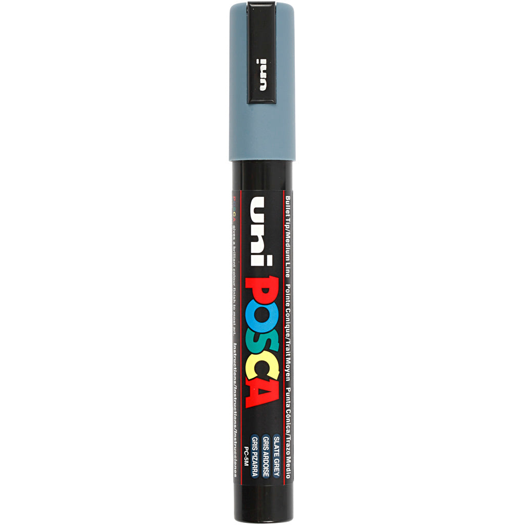 Uni-posca posca marker, afm pc-5m, lijndikte 2,5 mm, medium, slate grey, 1 stuk