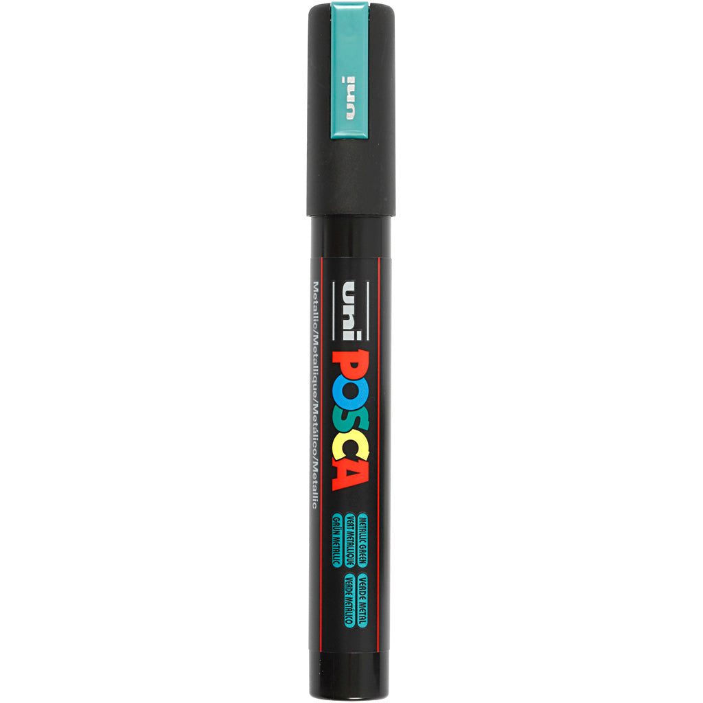 Uni-posca posca marker, afm pc-5m, lijndikte 2,5 mm, medium, groen metallic, 1 stuk