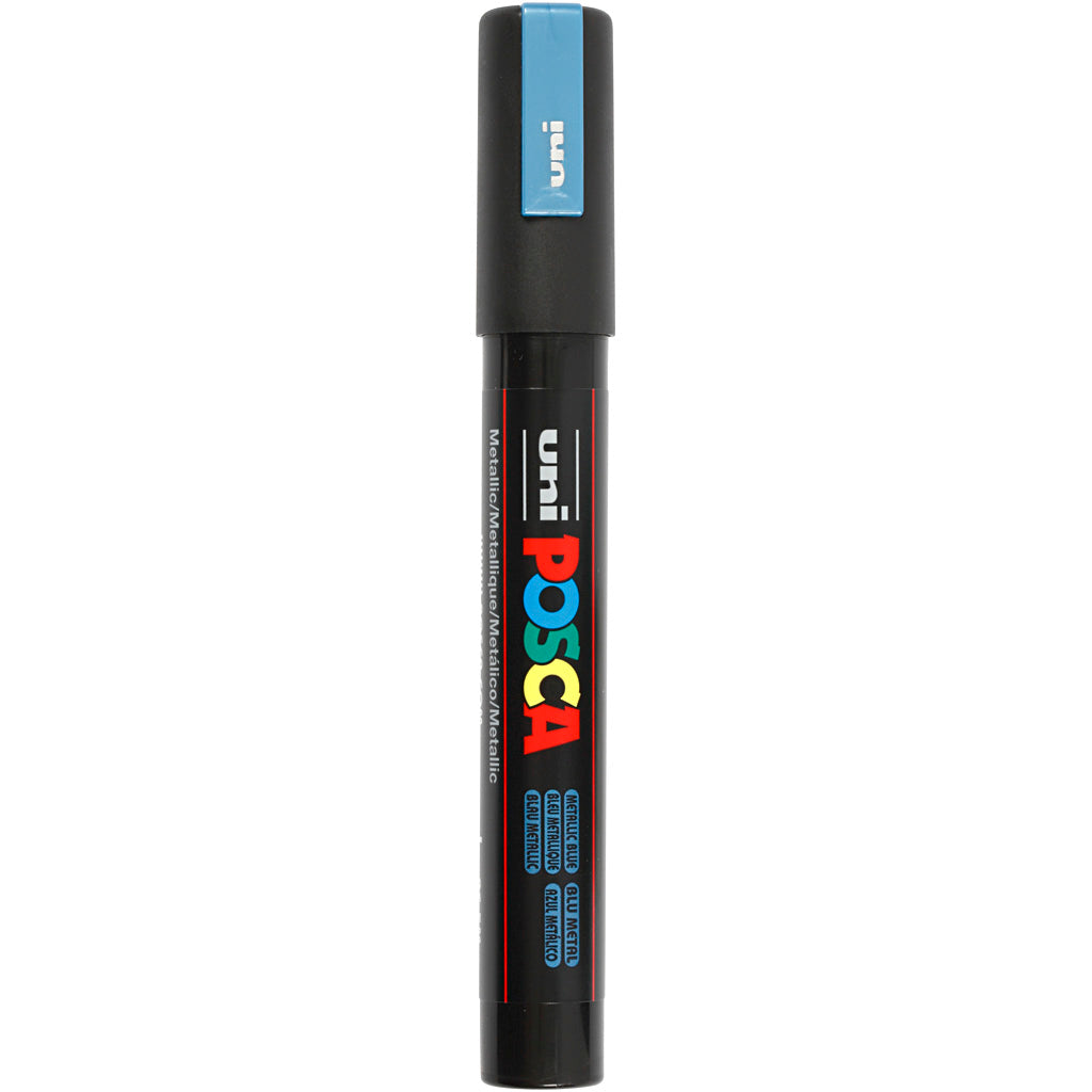Uni-posca posca marker, afm pc-5m, lijndikte 2,5 mm, medium, metallic blauw, 1 stuk