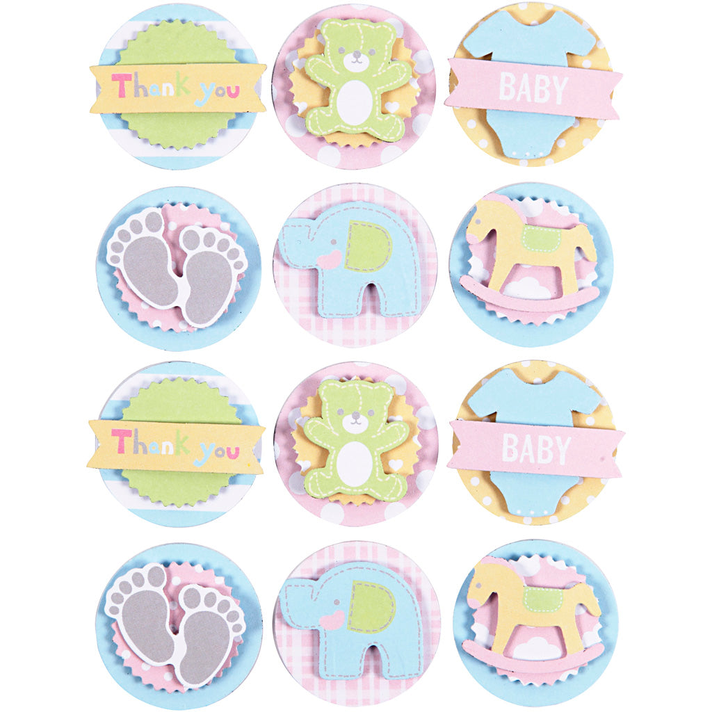Creativ company 3d baby stickers, baby, d 35 mm, thickness 5 mm, 1 sheet