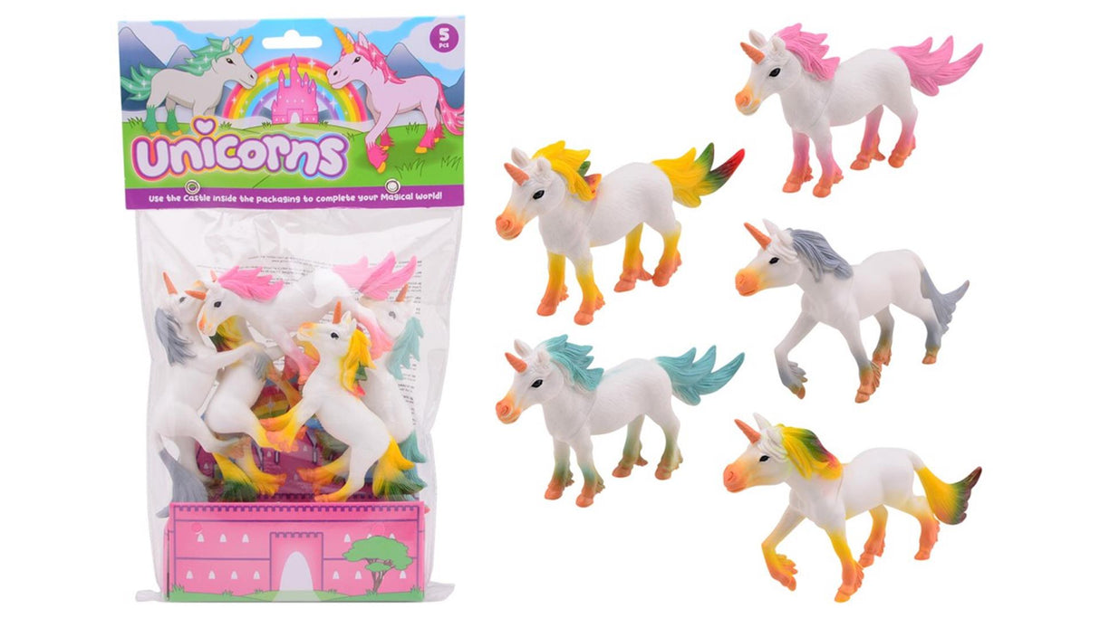 Фигурки за игра Johntoy Unicorn, 5 бр.