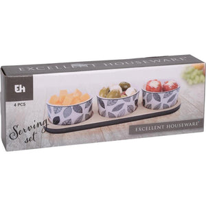 Excellent houseware serving set tapas on board 4-piece