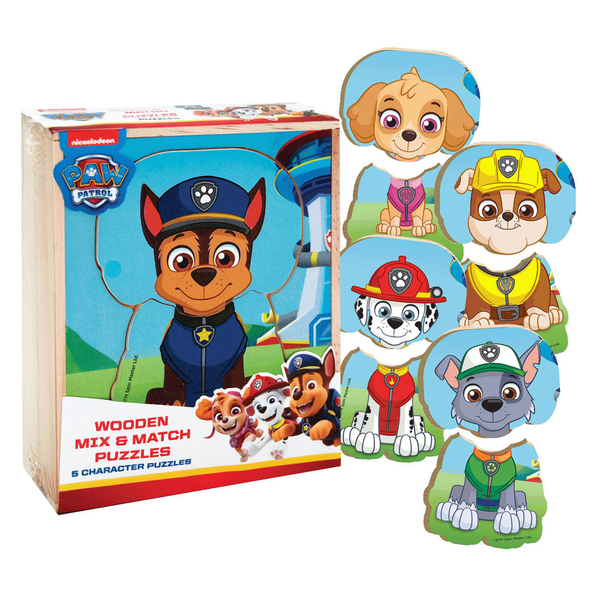 Paw patrol wooden match puzzle, 10st.