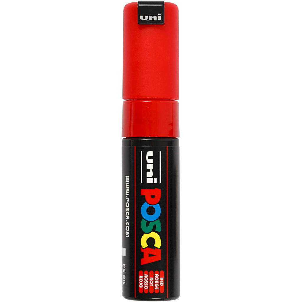 Uni-posca posca marker, afm pc-8k, lijndikte 8 mm, breed, rood, 1 stuk