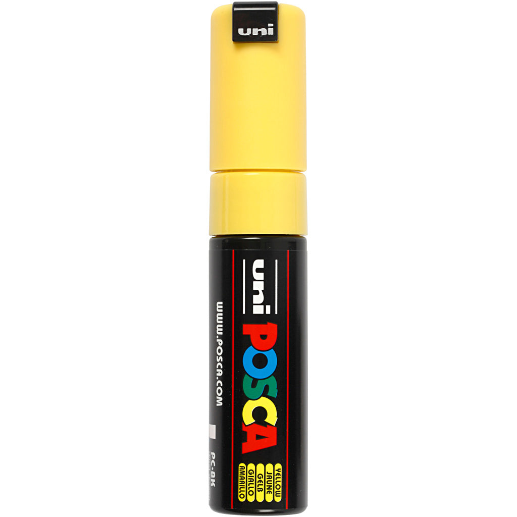 Uni-posca posca marker, afm pc-8k, lijndikte 8 mm, breed, geel, 1 stuk