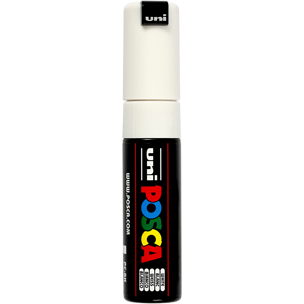 Uni-posca posca marker, afm pc-8k, lijndikte 8 mm, breed, wit, 1 stuk