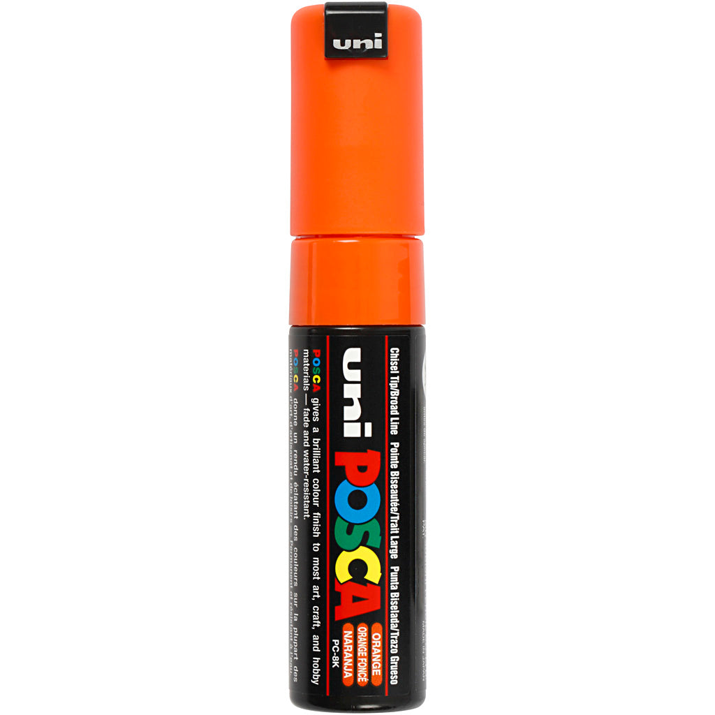 Uni-posca posca marker, afm pc-8k, lijndikte 8 mm, breed, oranje, 1 stuk
