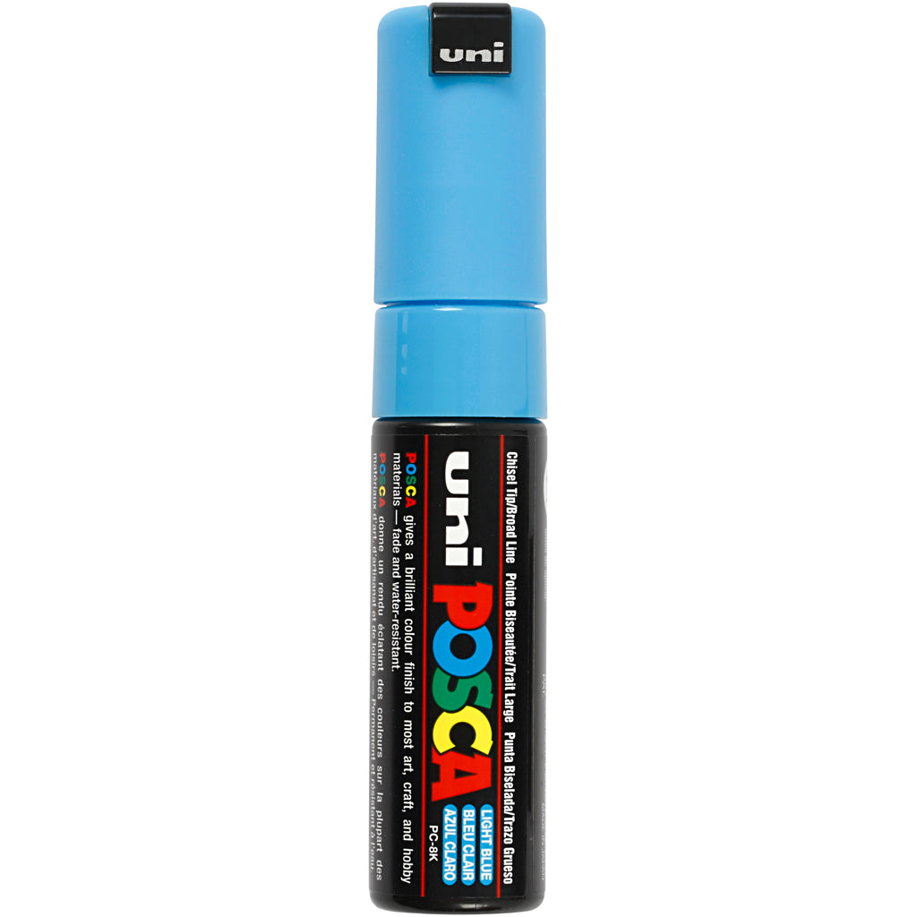 Uni-posca posca marker, afm pc-8k, lijndikte 8 mm, breed, lichtblauw, 1 stuk