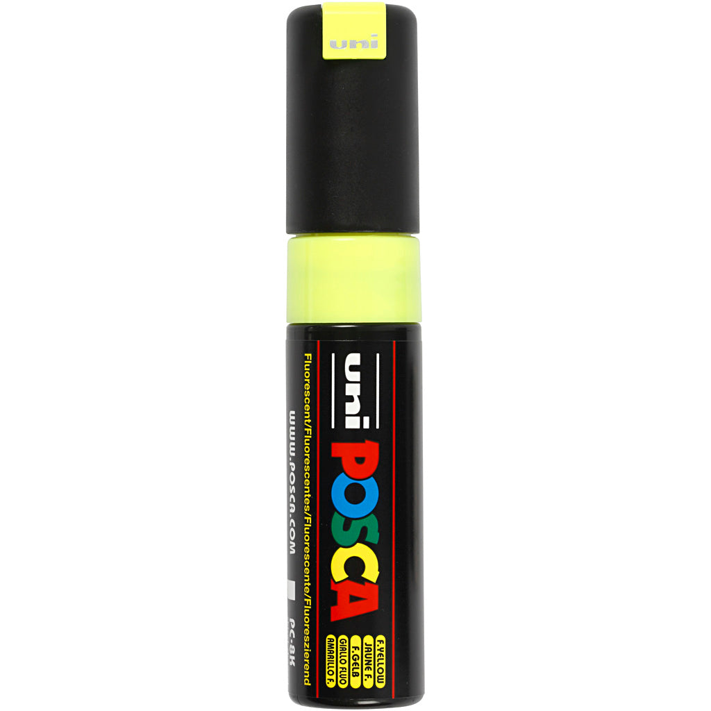 Uni-posca posca marker, afm pc-8k, lijndikte 8 mm, breed, fluo yellow, 1 stuk