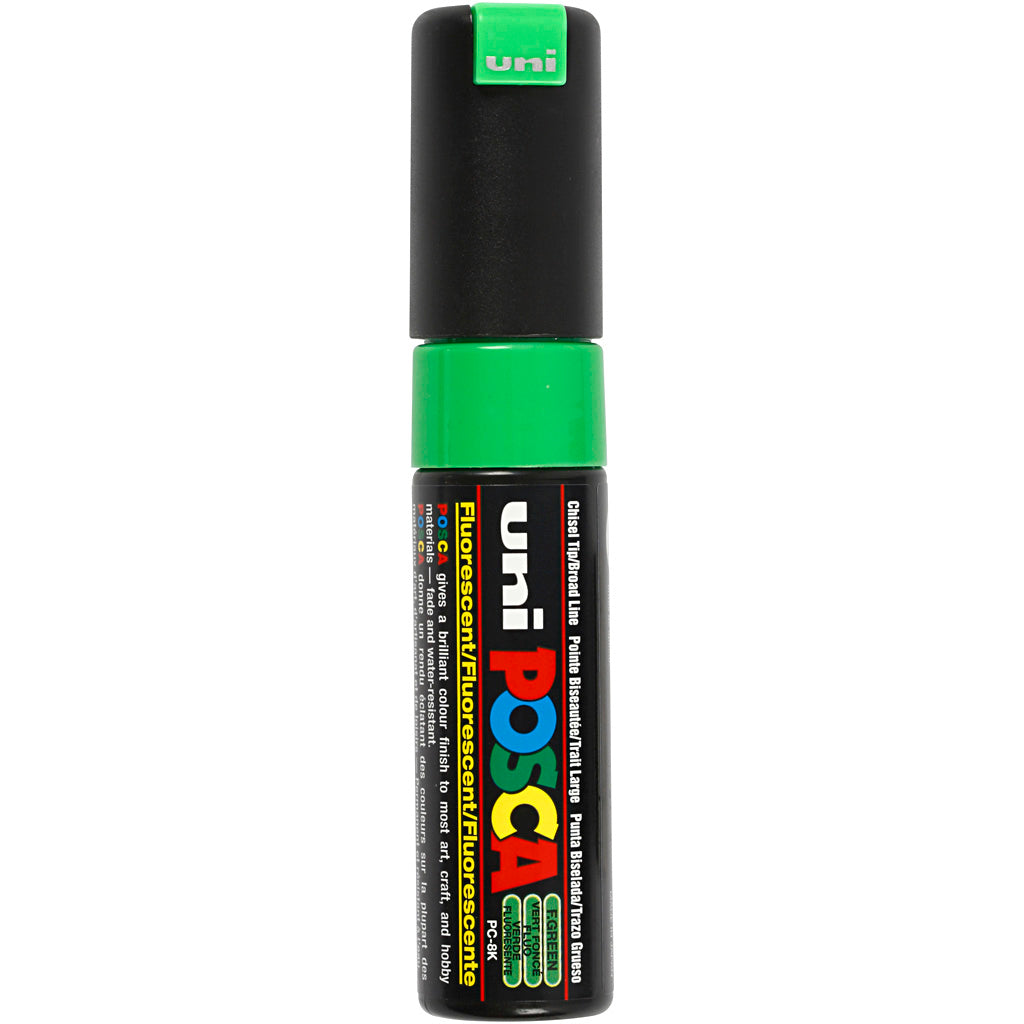 Uni-posca posca marker, afm pc-8k, lijndikte 8 mm, breed, fluo green, 1 stuk