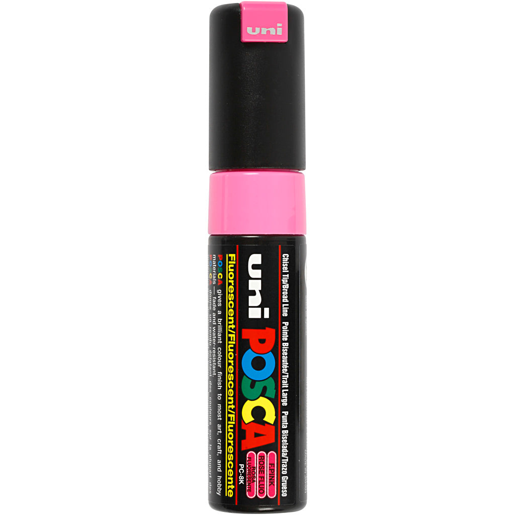 Uni-posca posca marker, afm pc-8k, lijndikte 8 mm, breed, fluo pink, 1 stuk