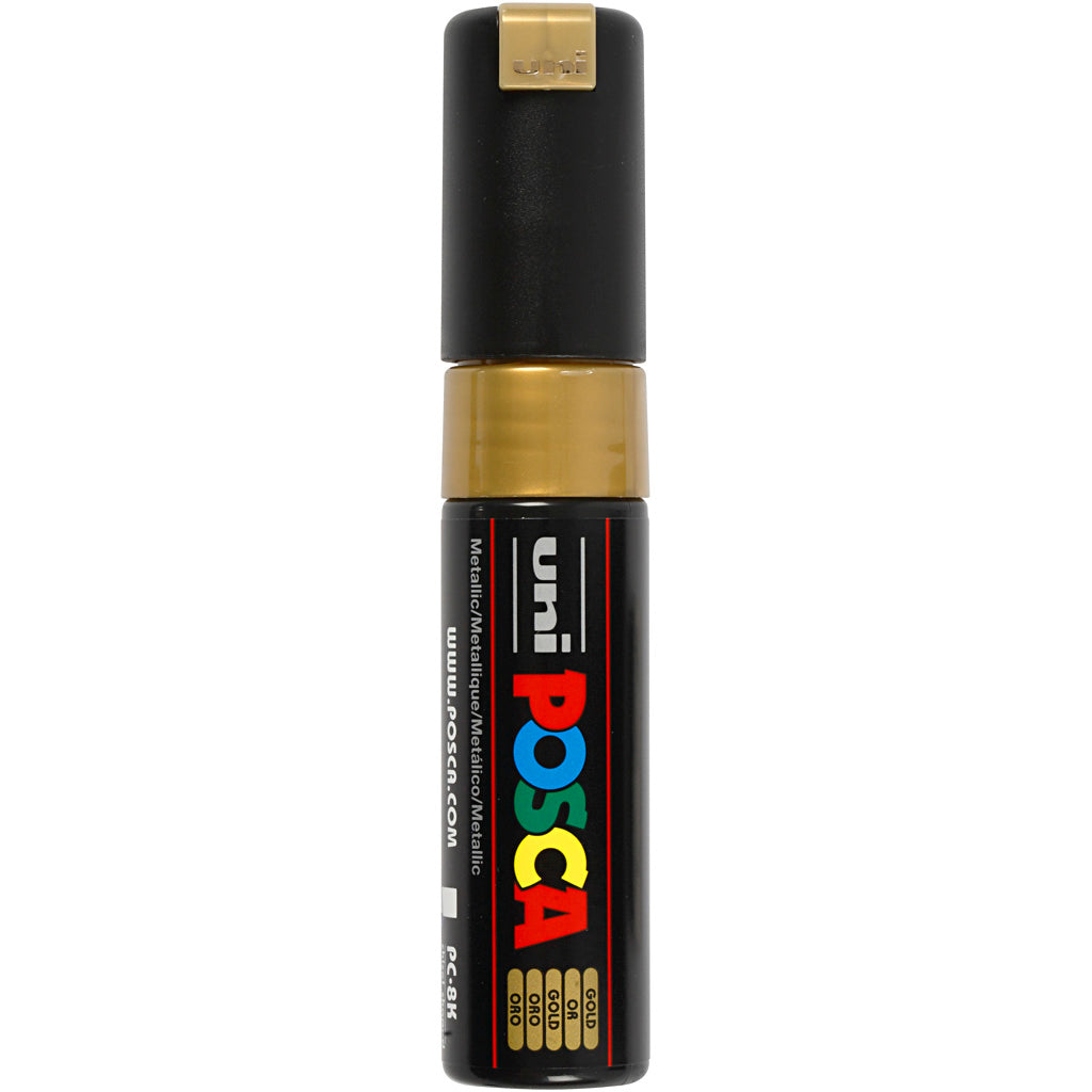 Uni-posca posca marker, afm pc-8k, lijndikte 8 mm, breed, goud, 1 stuk