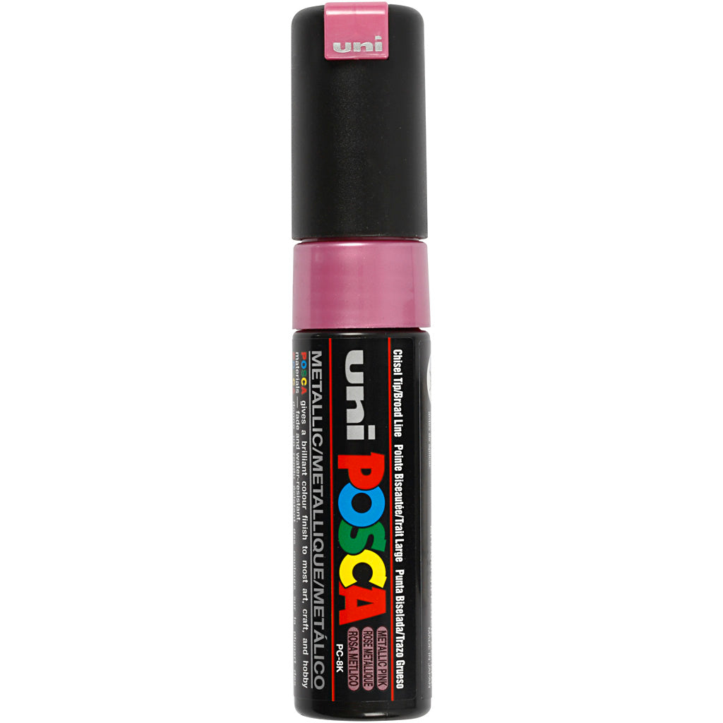 Uni-posca posca marker, afm pc-8k, lijndikte 8 mm, breed, metallic pink, 1 stuk