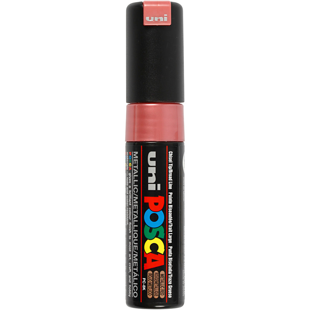 Uni-posca posca marker, afm pc-8k, lijndikte 8 mm, breed, rood metallic, 1 stuk