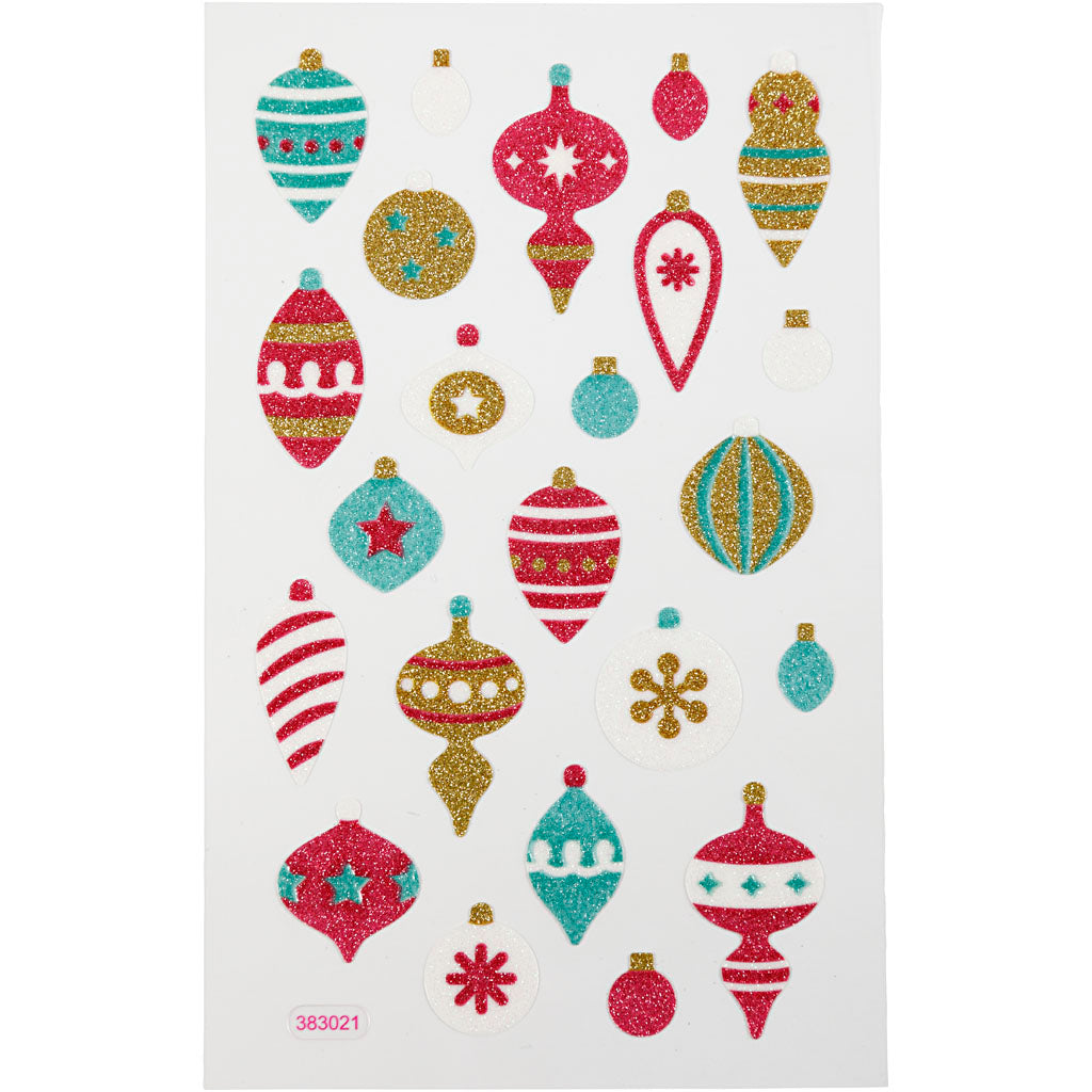 Creativ company glitter stickers, kerstballen, vel 10x16 cm, 1 vel